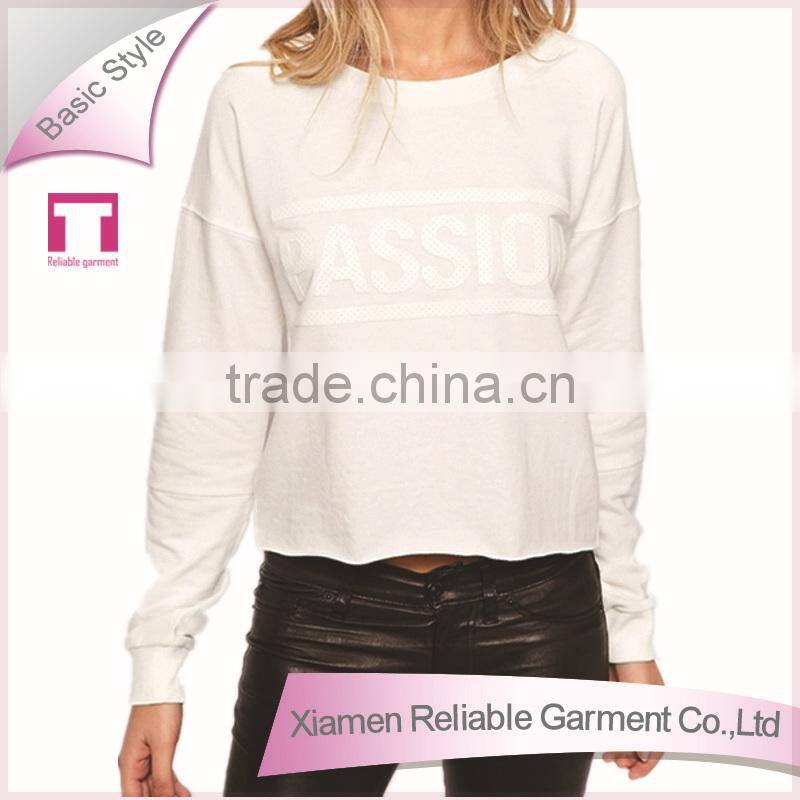 Casual basic round neckline plain white hoodies