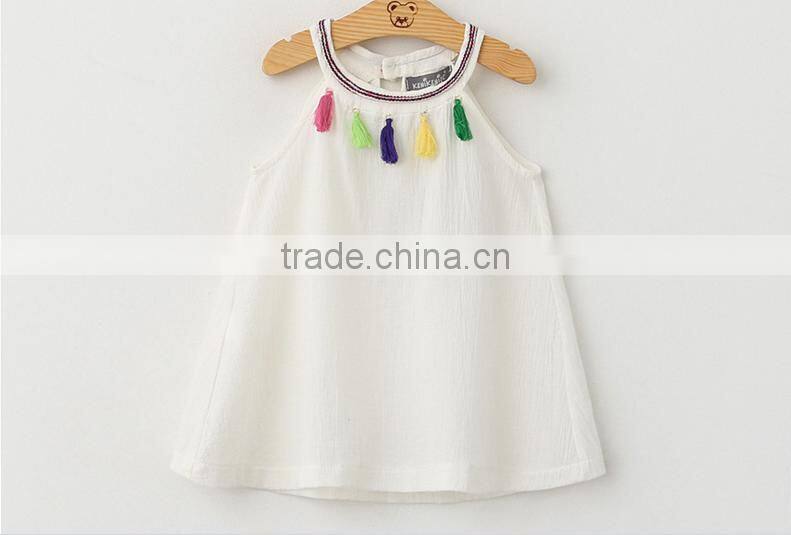 F10017A New style girls tassel halter dress pattern girls summer dress