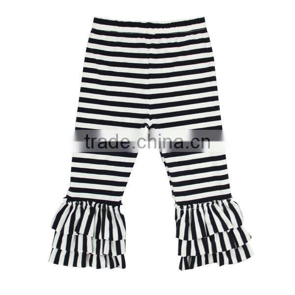 Boutique kids clothing wholesale triple ruffle pants for girls chevron ruffle pants