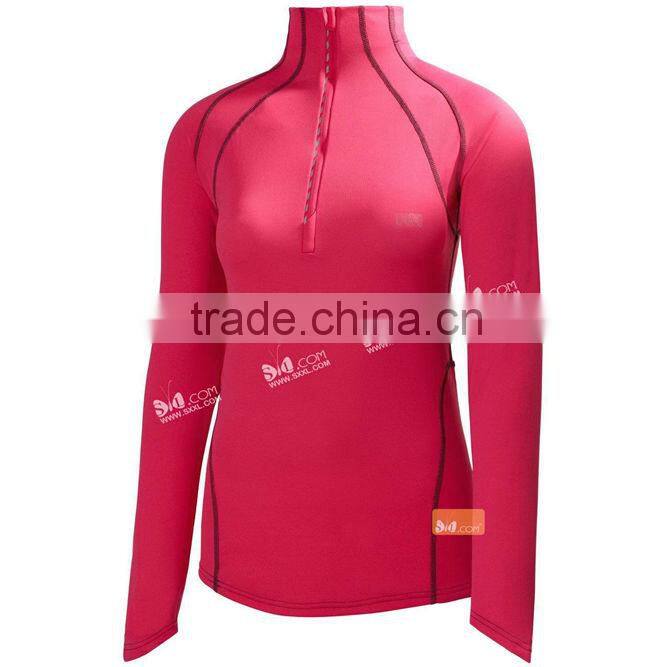 Ice Hockey red ladies long sleeve zipper sport jacket