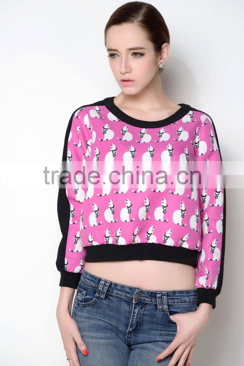 Latest autumn casual digital printed OEM women latest fashion blouse design