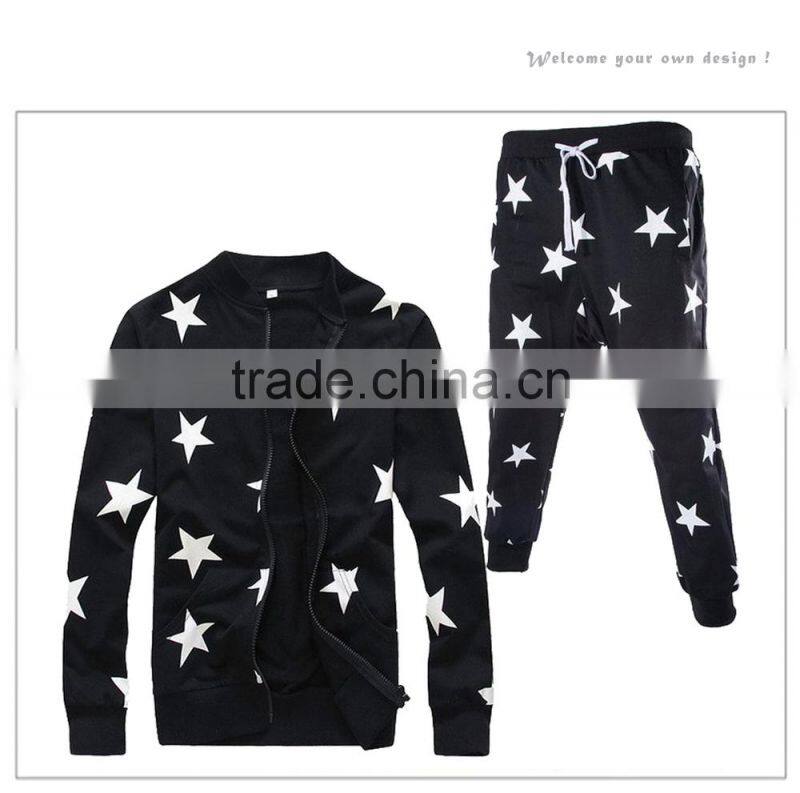 Long sleeve custom design jogging suit brushed cotton men winter jacket