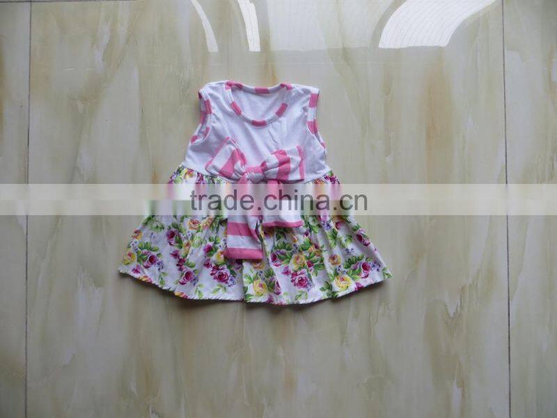 2016 wholesale children clothing usa Kids pink flower print ruffled Giggle Moon Remake Outfits for Girls