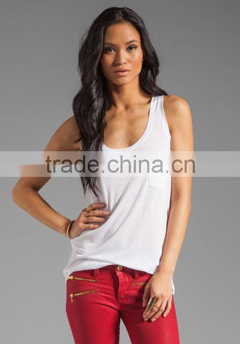 Loose Pocket Tank in White