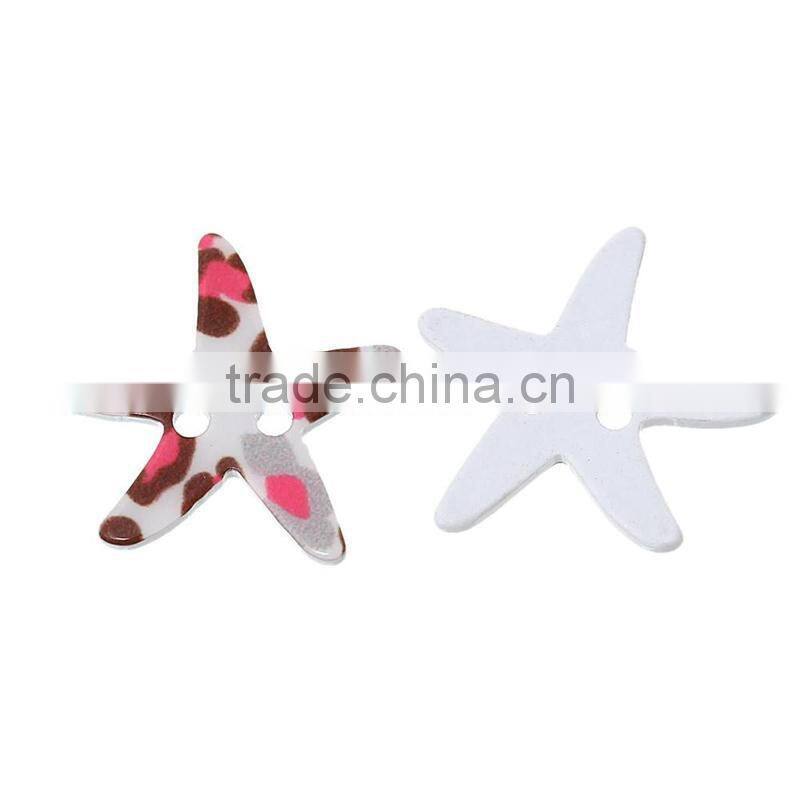 Wholesale 3cmx2.7cm Leopard Print Starfish Two Holes Acrylic Button for Sale