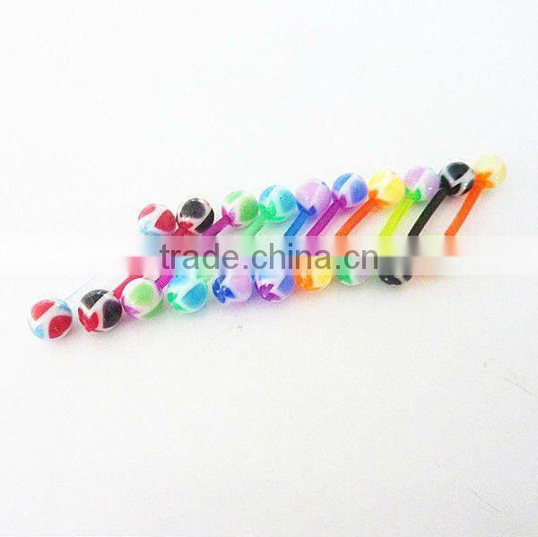hot printed windmill acrylic ball EBA shaft flexible tongue piercing body jewelry