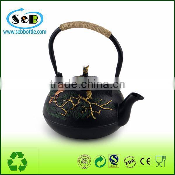 High quality Cast Iron teapot with embossed decor for wholesale
