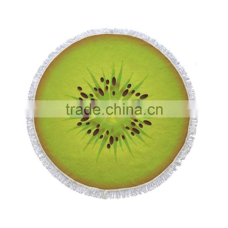 100% cotton deep color thick print design with tassel round beach towel retail price