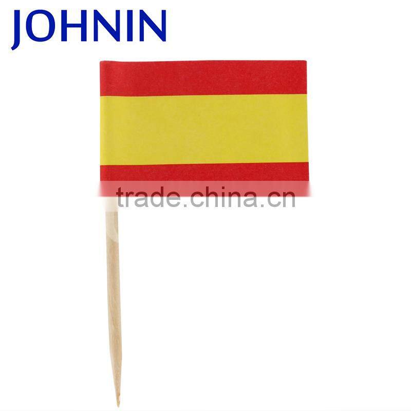 China Wholesale Custom Logo Printing Wooden/Bamboo Cocktail Disposable Toothpick Flags Fruitpick flag