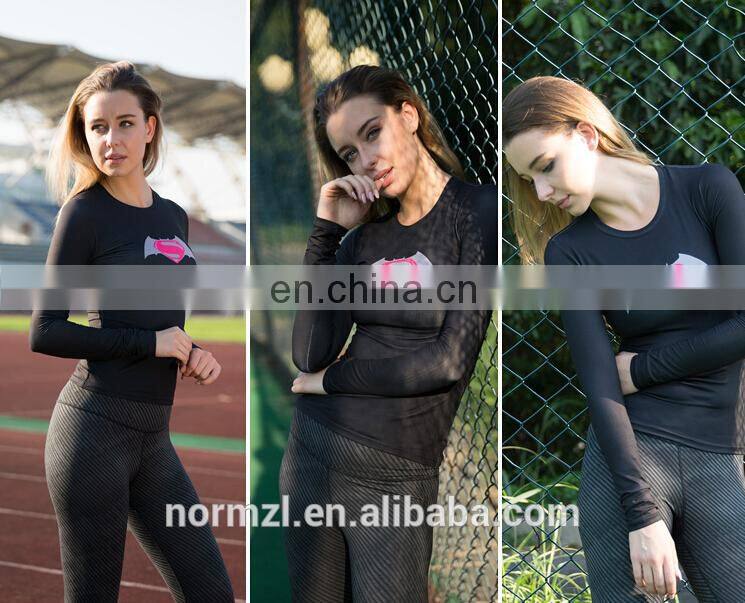 New style sports long sleeve top yoga gym tights, women running shirts