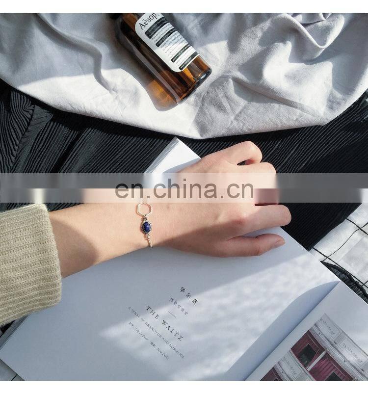 Retro Marble Gemstone Geometric Metal Bracelet