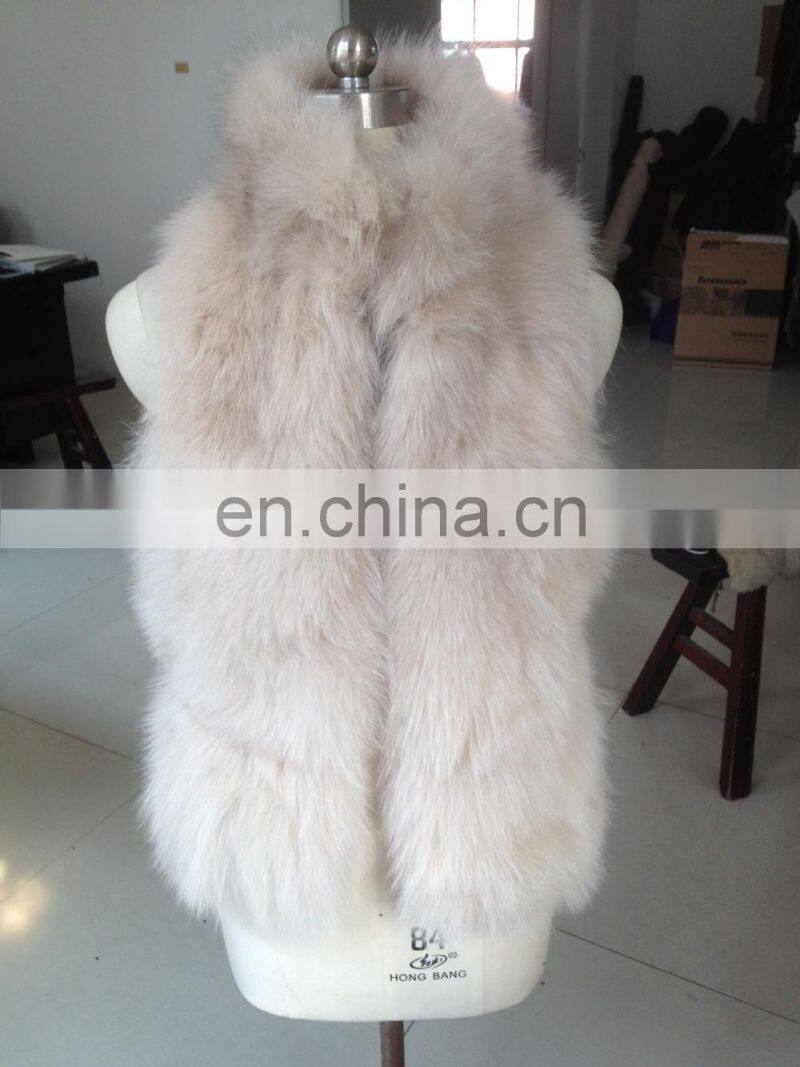 ladies fashion fox fur vest with hock