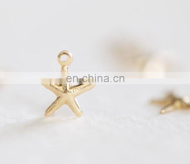 Wholesale gold plated 10 x 8mm sea life starfish charms for DIY