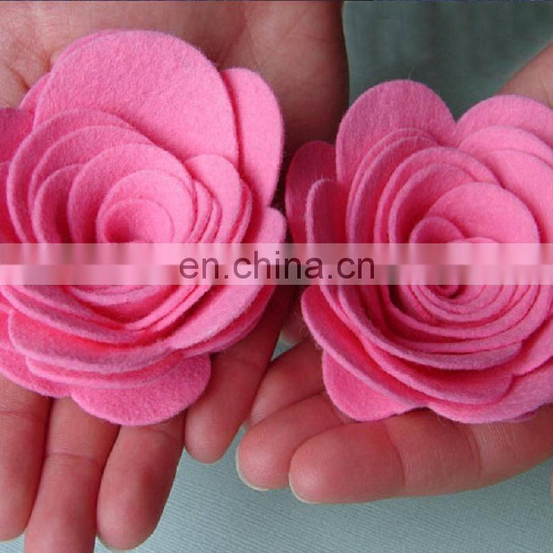 Wool Felt Flower with Leaves Felt Hair Flowers Handmade DIY accessories