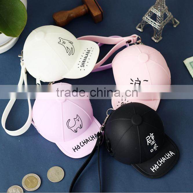 Hot! packs of silicone cute cartoon candy colored baseball cap Coin Pocket Mini cap bag coin purse