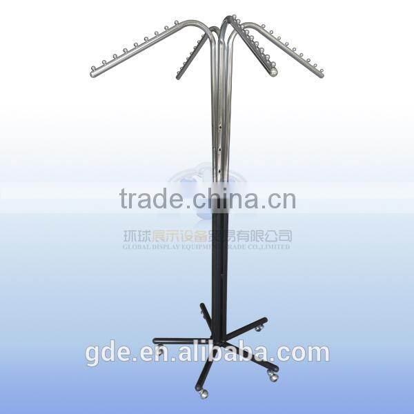 Metal display garment rack with four arms