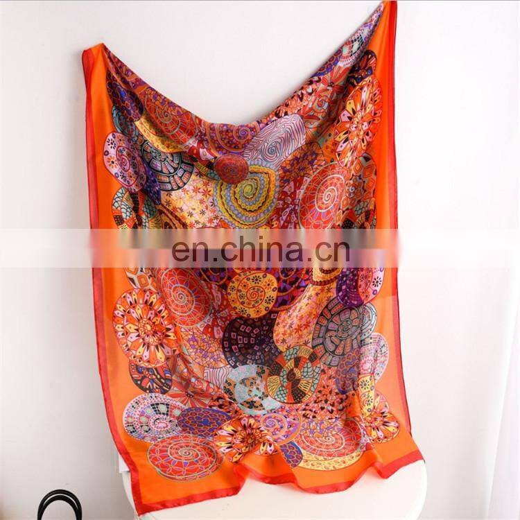Silk scarf female spring and summer simulation silk scarf travel wild fashion light shawl sunscreen beach towel scarf