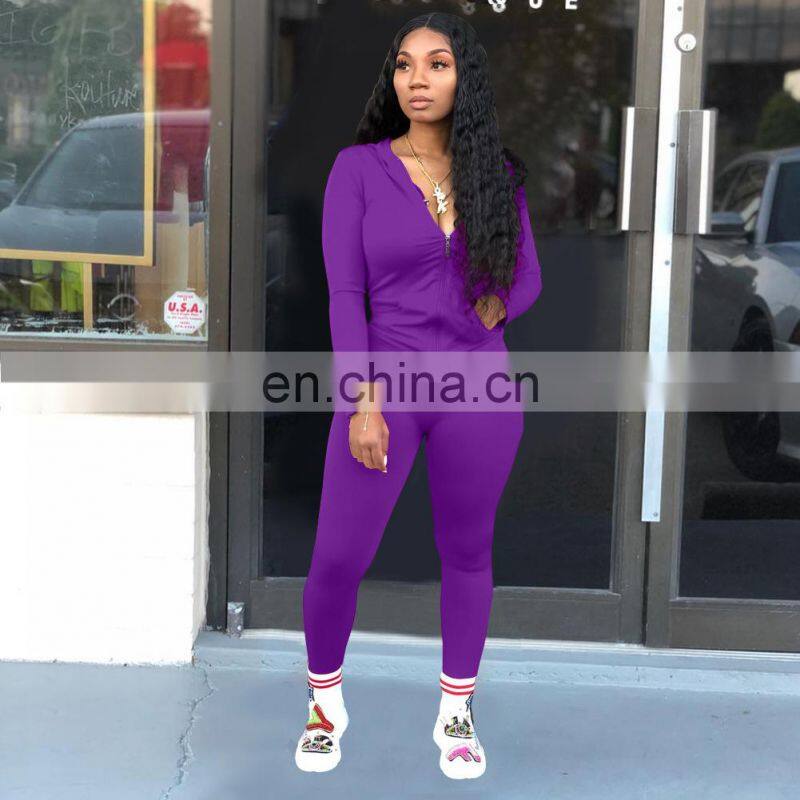 custom brand Women Jogger 2 Piece Pants Set Sweatsuit For Women 2021 Jogging Suit Tracksuit top+pants zipper coat