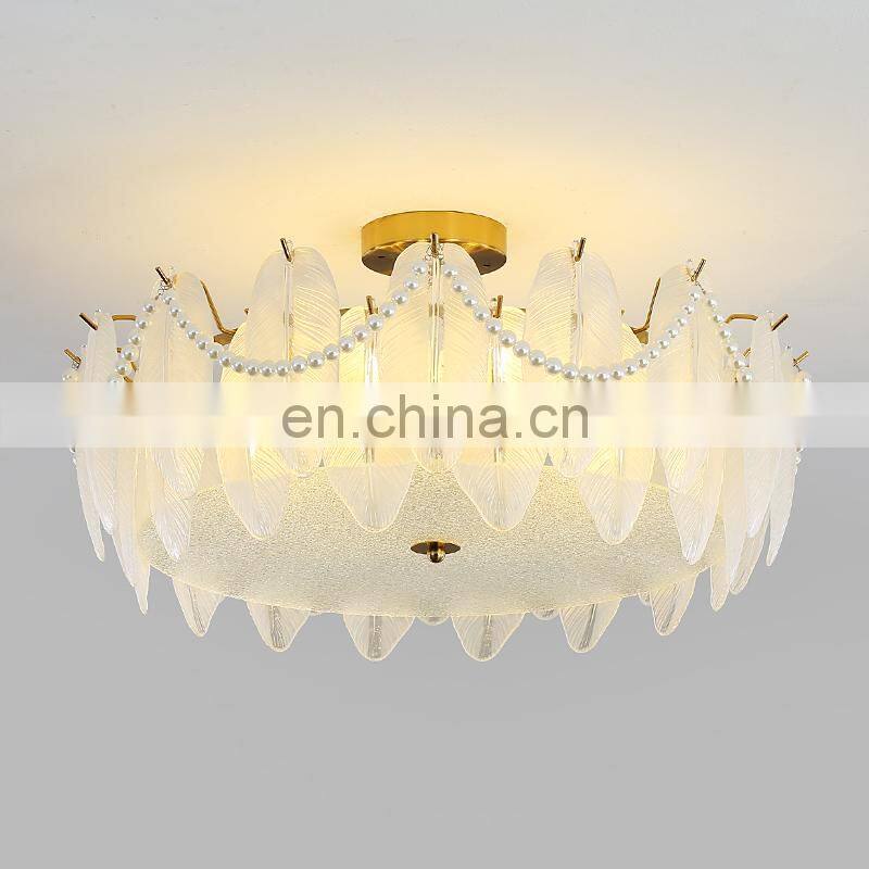 Indoor Gold Mid Century Pearl Beads Luxury Chandelier With Glass Pendant Lamp For Bedroom Decor Wedding Lighting Decor