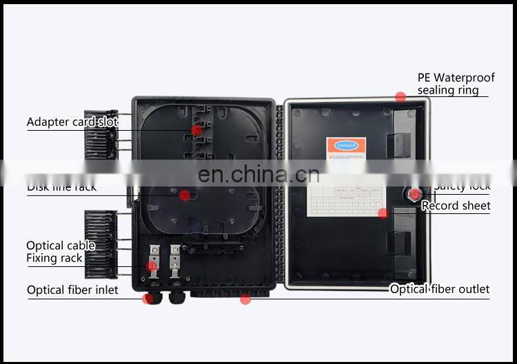 CE 16 Core Outdoor IP 65 FTTH FAT Black Fiber Optical Distribution Nap Box