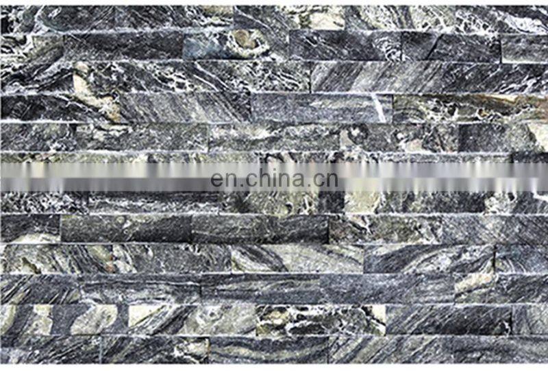 wall covering ledge black quartzite granite cladding culture stone granite-wall-stone-design on mesh for sale