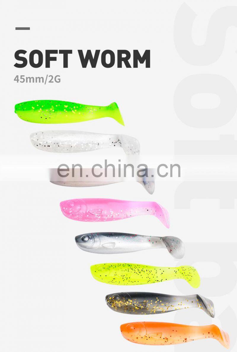 JOHNCOO Small Realistic Double Color 45mm 2g Fishing Soft Bait 10pieces Bag