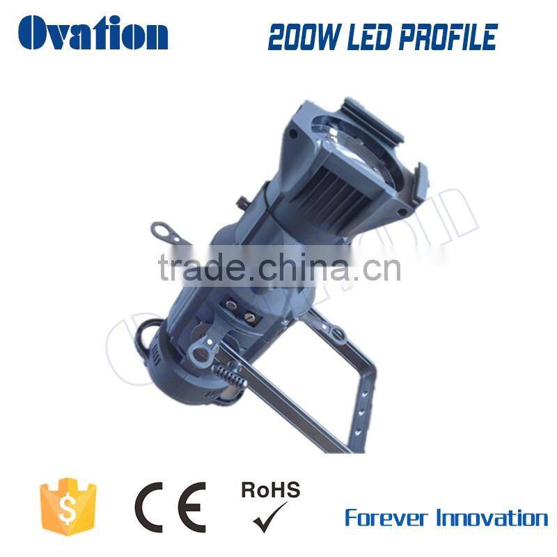 Led profile light 200W AC90-260V Warm white 3200K COB Led fixed glass lens 19/26/36/50 degree optional DMX512