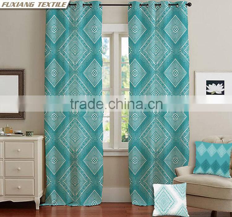 100% Polyester printed microfiber rod pocked window curtain