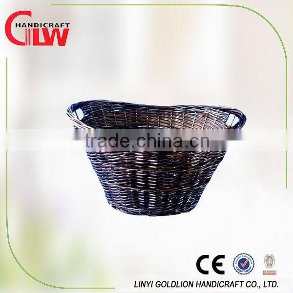 big hamper with liner, Split willow laundry basket , handmade brown round hamper