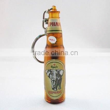 led beer bottle shape keychain,custom bottle shape keychain with projector,promotional led bottle projector keychain
