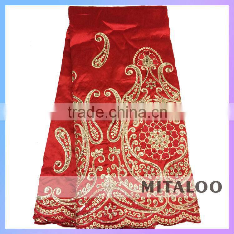 Mitaloo Latest Fashion Customized Factory Supply African Raw Silk George Fabric MGP0032