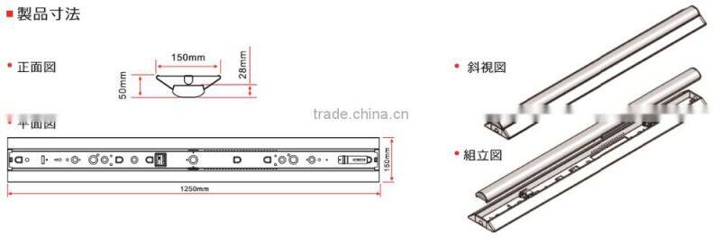 High efficiency 38W 5250lm 140lm/W W150*L1250mm pendant led linear light