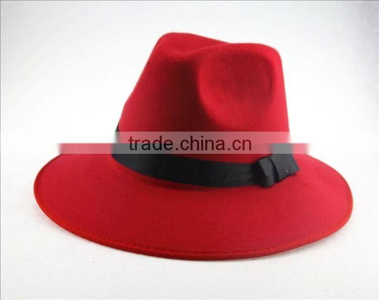 Large Brim Ribbon Fixed Man Women Stage Performance Fedora Jaz Hat