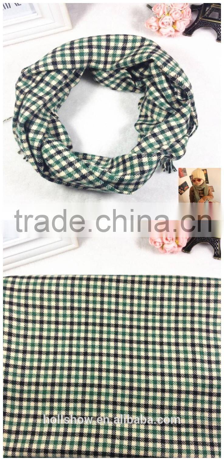 Fashion Classic Baby Boys Girls Autumn Winter Checked Plaid Knitted Scarf With Tassels
