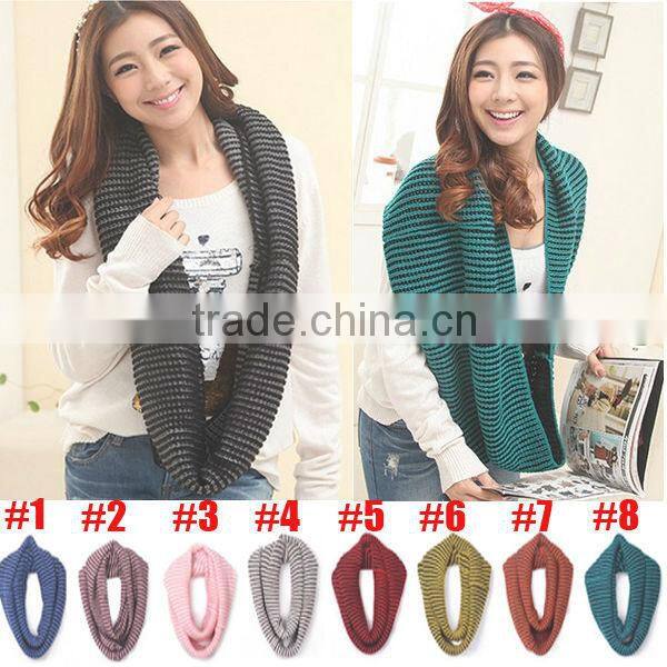 Winter Knitted Two Tone Lady Neck Scarf