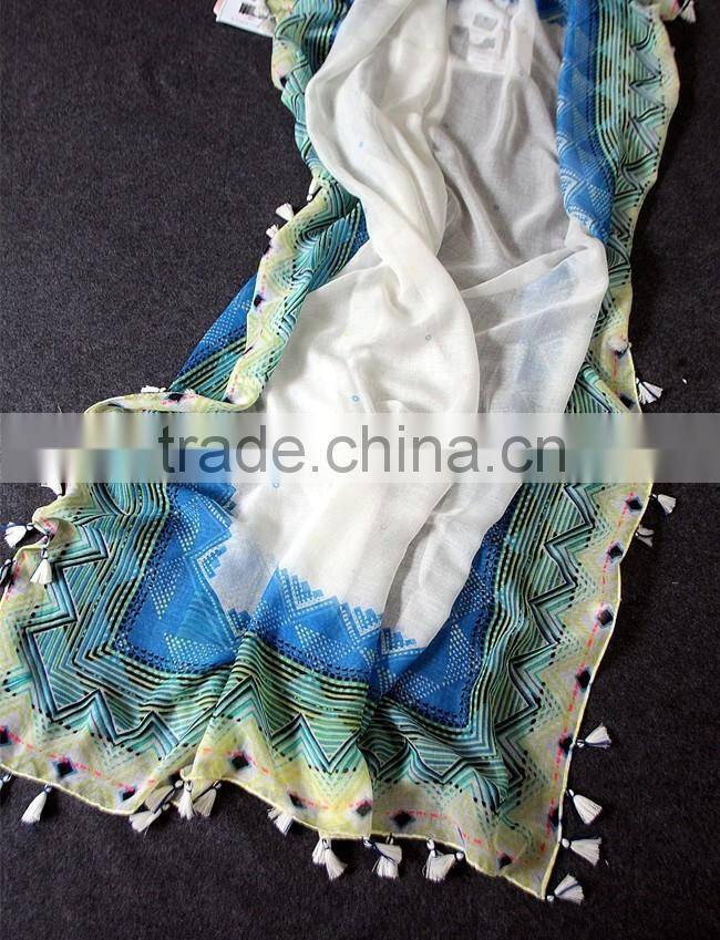 Fresh New Design Long Large Size Fashion Women Linen Cotton Tassel Scarf