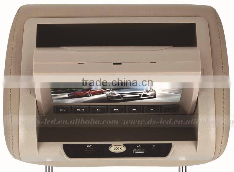Rotatable panel 7inch Headrest DVD player with USB,SD,built in games/IR&FM transmitter.