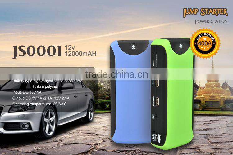 Compact and Portable 400 Amp Peak With 12000mAh Portable Car Battery Jump Starter start the car in low temperature