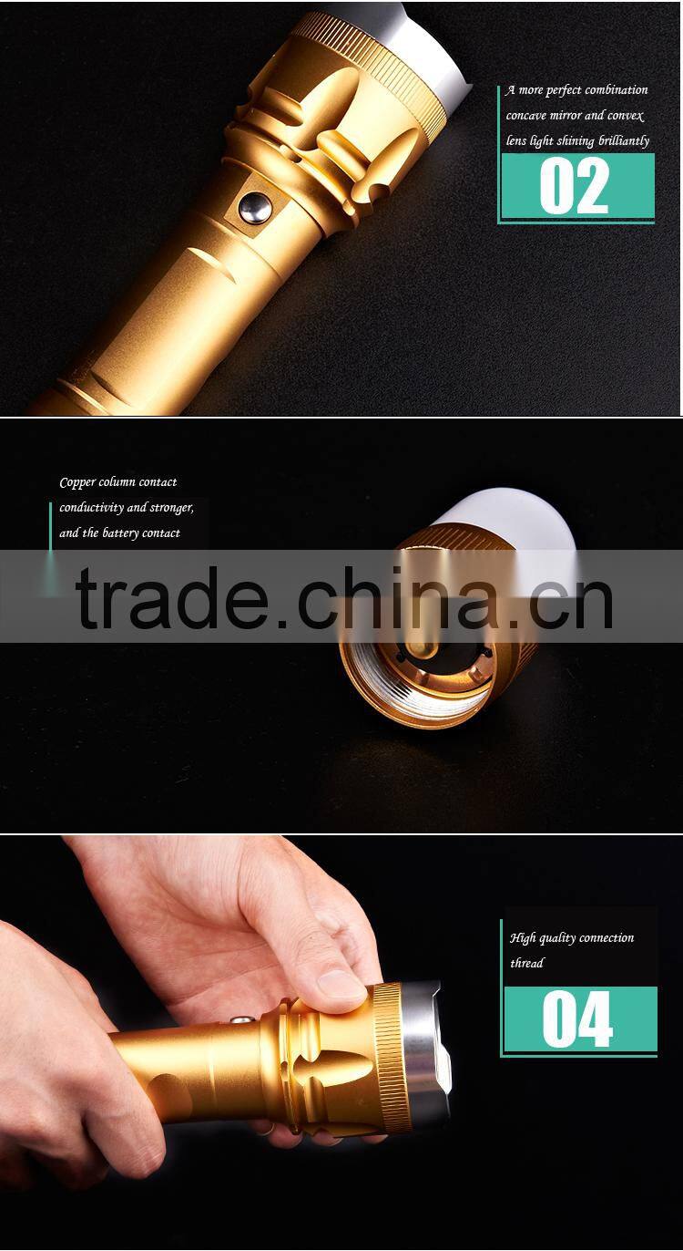 JF zoom double headed 26650 strong light flashlight rechargeable outdoor long distance phone recharge fishing lamps