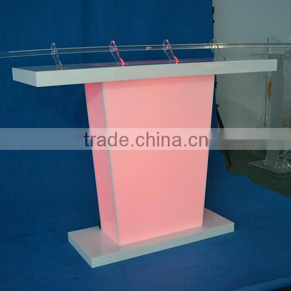 2015 new acrylic table lectern with different color light, high quality podium