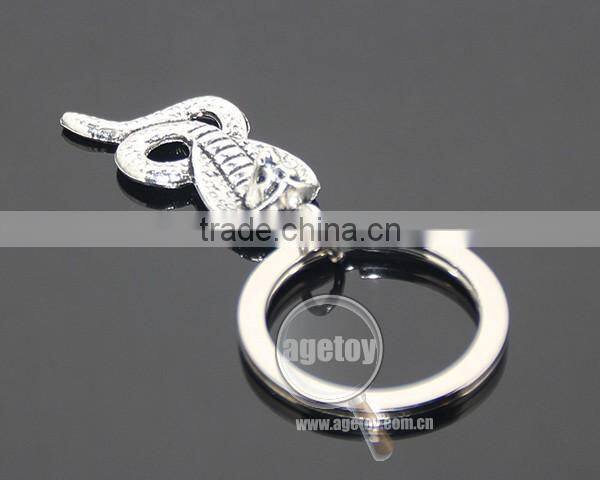Three-dimensional Snake Shaped Keyring New Fashion Alloy Silver Metal Cobra Keychain