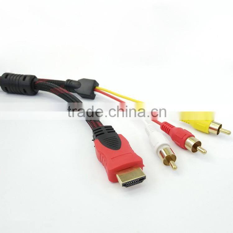 Factory customized 1.5m/5ft hdmi to av adapter cable for computer/monitor/projector/home theater