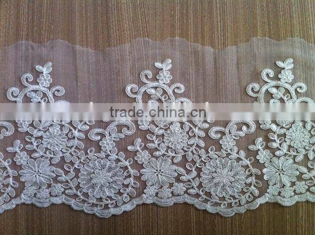 High quality border embroidered lace for bridal dress