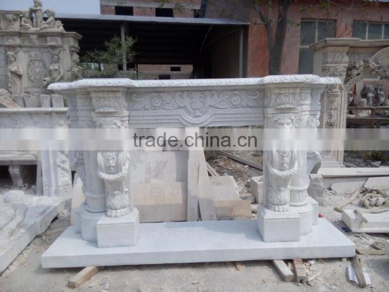 Modern Freestanding Carved Marble Fireplace