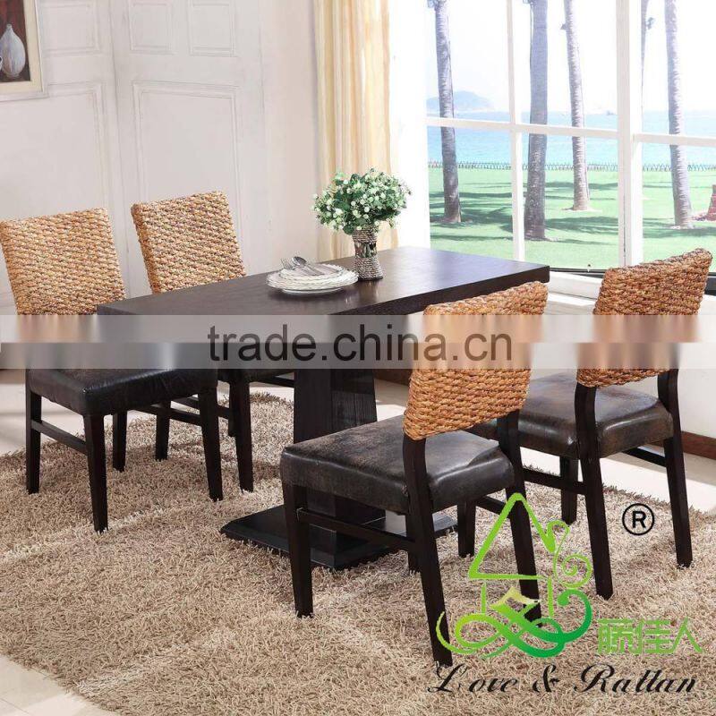 China Design Cafe Coffee Interior Wooden Handmade Weave Bali Water Hyacinth Seagrass Wicker Restaurant Chairs