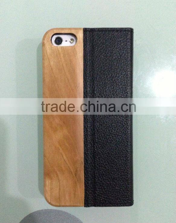 For iPhone wood case / wood iPhone case combined with real leather