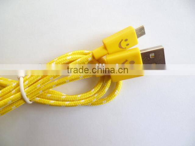 Smiley micro lighting cable with cotton thread