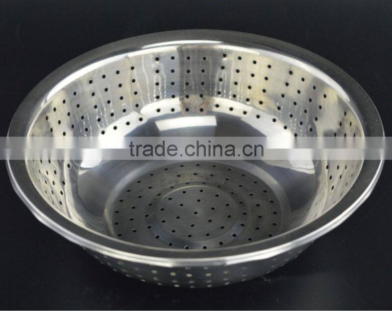 Hot selling kitchenware pure color multifunctional Stainless steel strainer Bowl