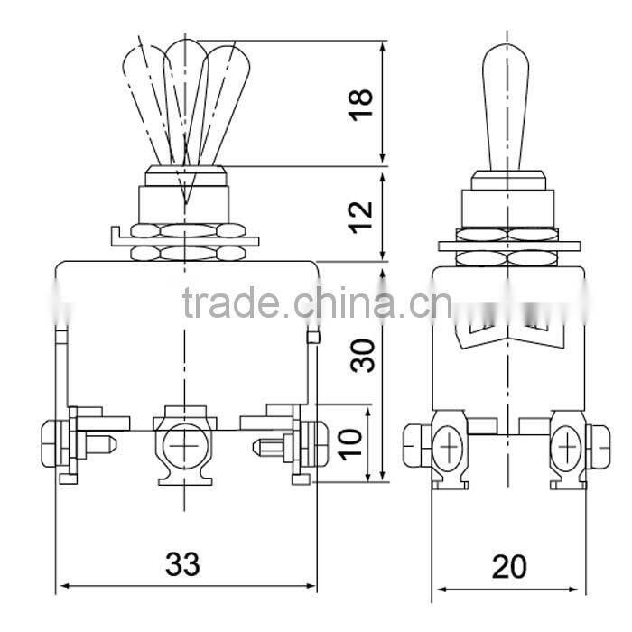 Factory supply CE&RoHS 6 pole toggle switch double throw switch