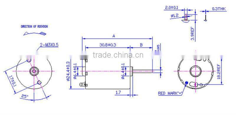 Automotive small dc motor used for damper actuator, odometer